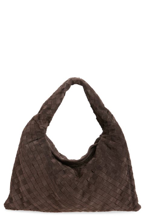Large Hop Intrecciato Suede Hobo Bag