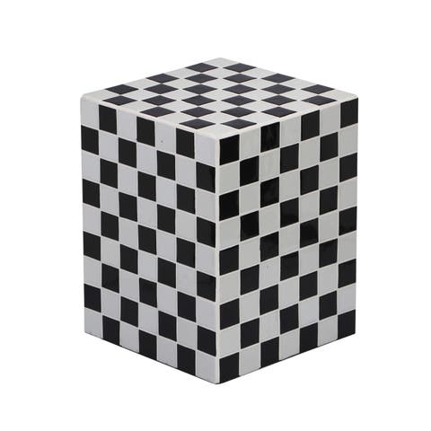 Callista Modern Ceramic Tiled Cube Side Table, Square Mosaic Pedestal Accent End Table for Living Room Bedroom