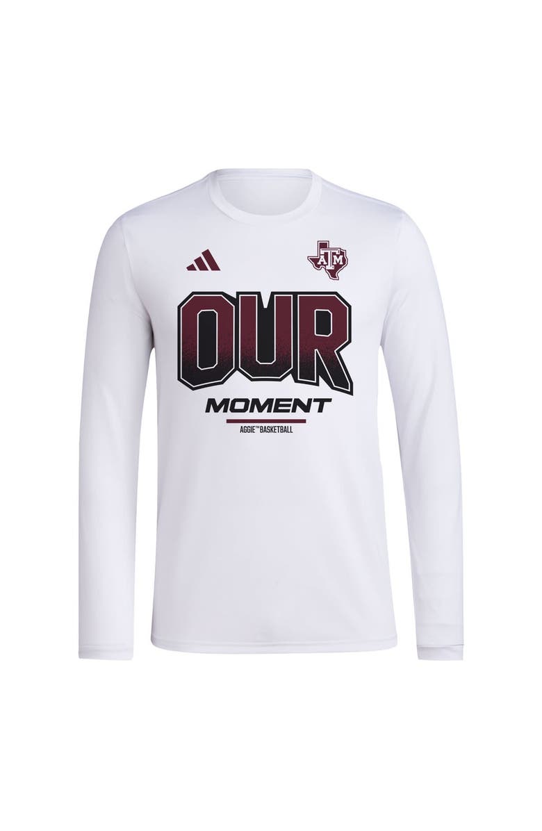 adidas Unisex adidas White Texas A&M Aggies 2024 On-Court Bench Our Moment Long Sleeve T-Shirt, Alternate, color,