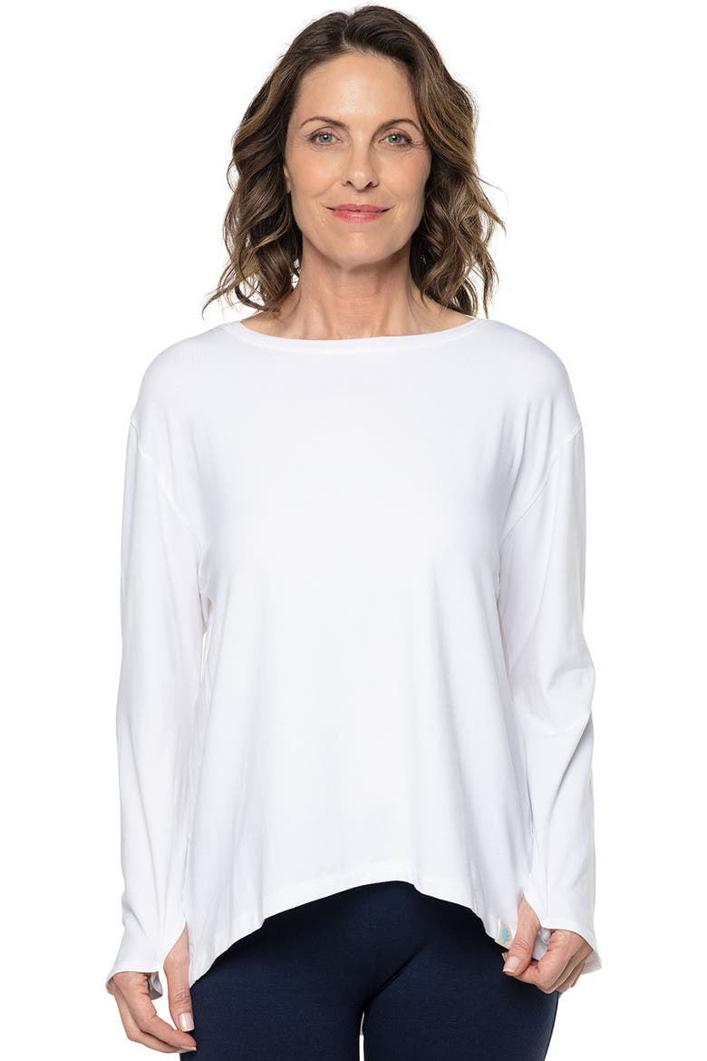 Women's West Palm Drape Long Sleeve T-Shirt, UPF 50+ Sun Protection, Main, color, White