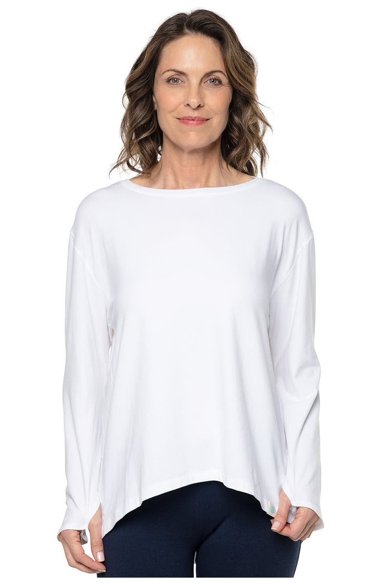 Coolibar Women's Drape Long Sleeve T-Shirt - UPF 50+ Sun Protection - West Palm, Alternate, color, White