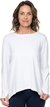Coolibar Women's Drape Long Sleeve T-Shirt, UPF 50+ Sun Protection, West Palm