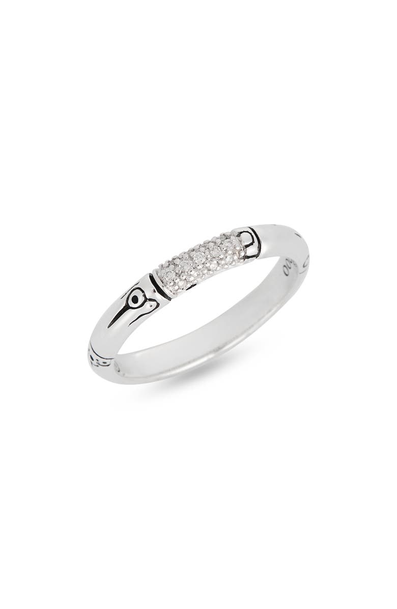 John Hardy Nusa Penida Silver Pavé Diamond Slim Ring, Main, color, Silver