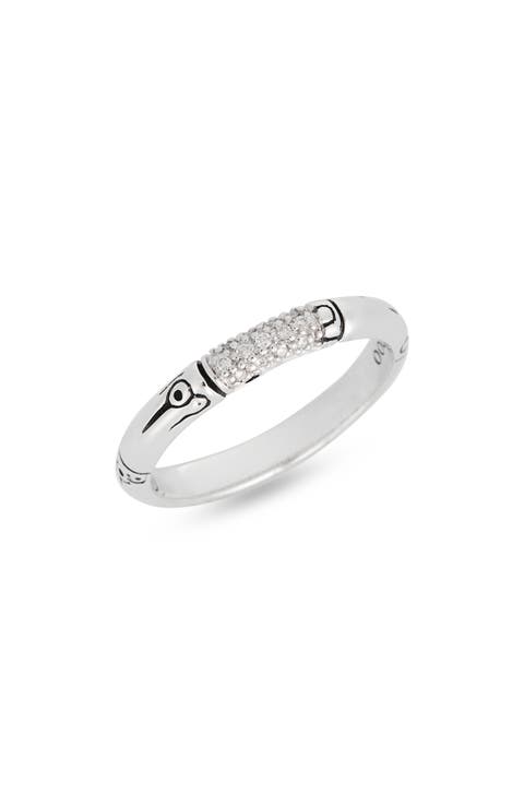Nusa Penida Silver Pavé Diamond Slim Ring
