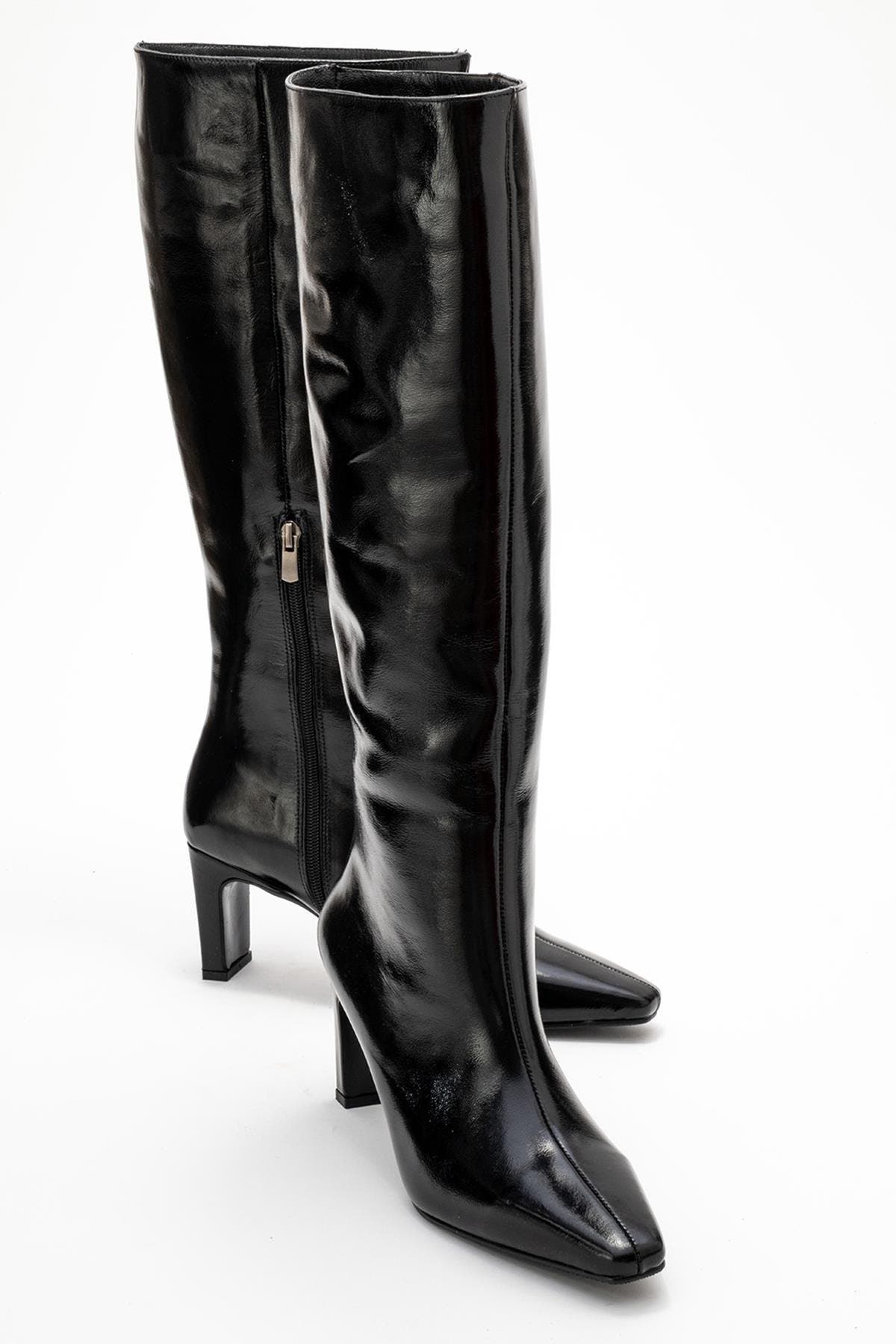 Forever 
Always Shoes Velencia Leather Knee High Boot, Alternate, color, Black Patent Leather