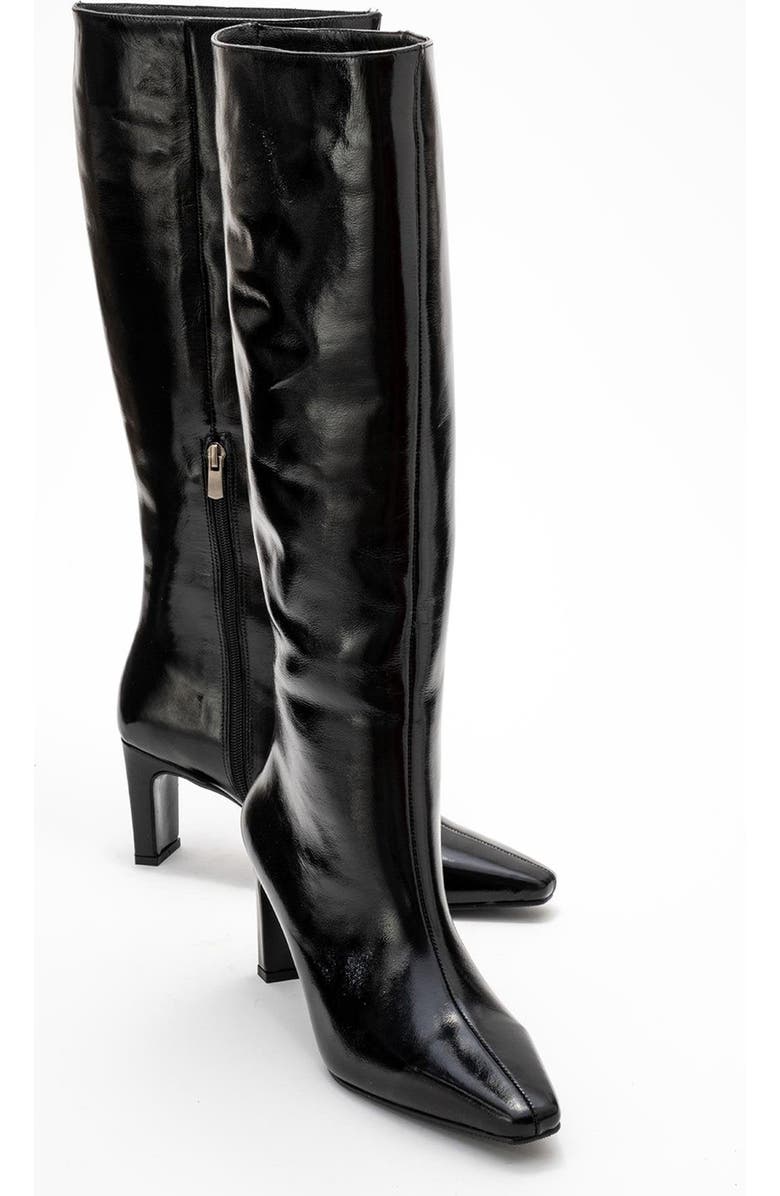 Forever & Always Shoes Velencia Leather Knee High Boot, Alternate, color, Black Patent Leather