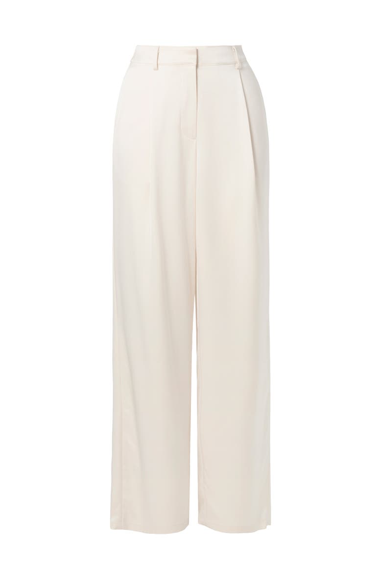 Sarah Wide-Leg Satin Pants, Alternate, color, Vanilla