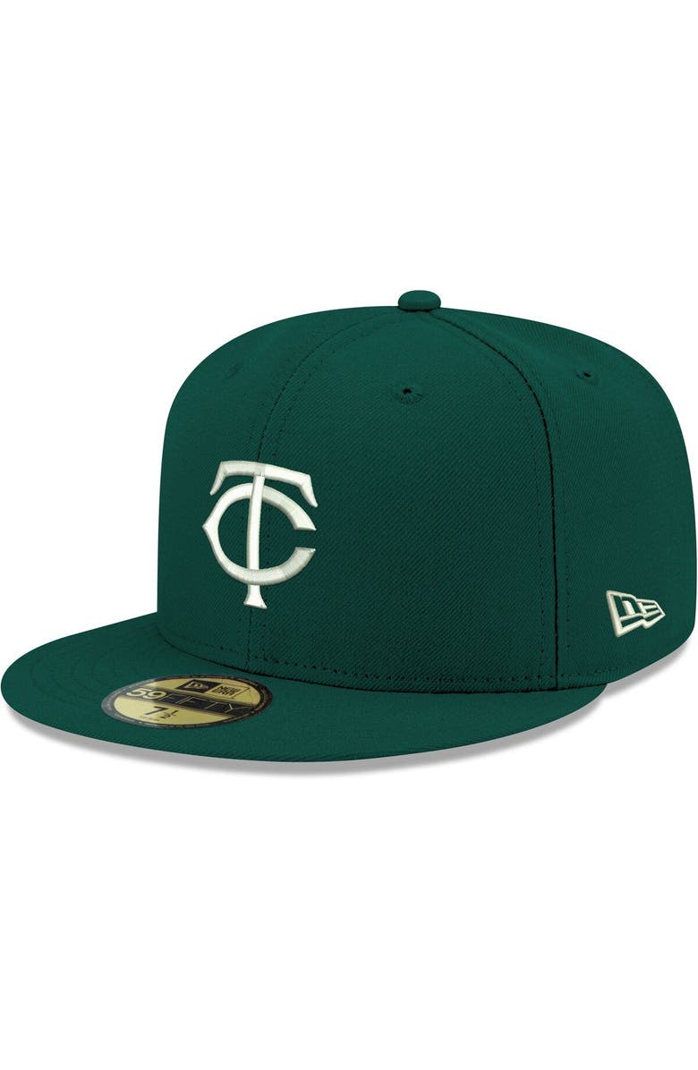 New Era Men's New Era Green Minnesota Twins White Logo 59FIFTY Fitted Hat, Main, color,