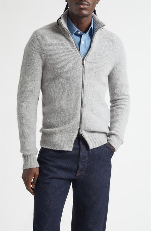 Full Zip Cashmere & Wool Blend Cardigan