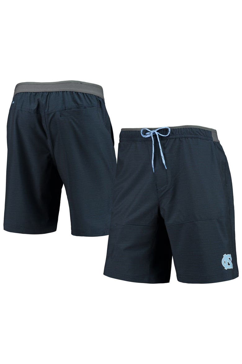 Men's Columbia Heathered Navy North Carolina Tar Heels Twisted Creek Omni-Shield Shorts, Main, color, Heather Navy