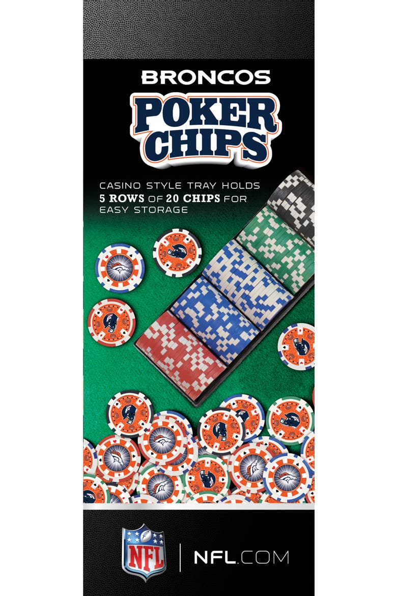 Denver Broncos 100 Piece Poker Chips, Alternate, color, Multicolor