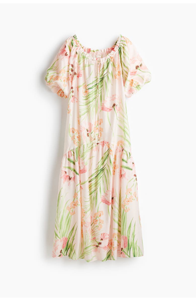 H&M Drawstring-detail Dress, Main, color, Light Pink/Floral