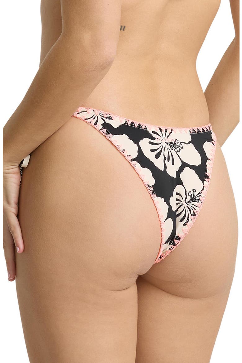 Holiday Moon Side Tie Cheeky Bikini Bottoms, Alternate, color, BLACK PEBBLE