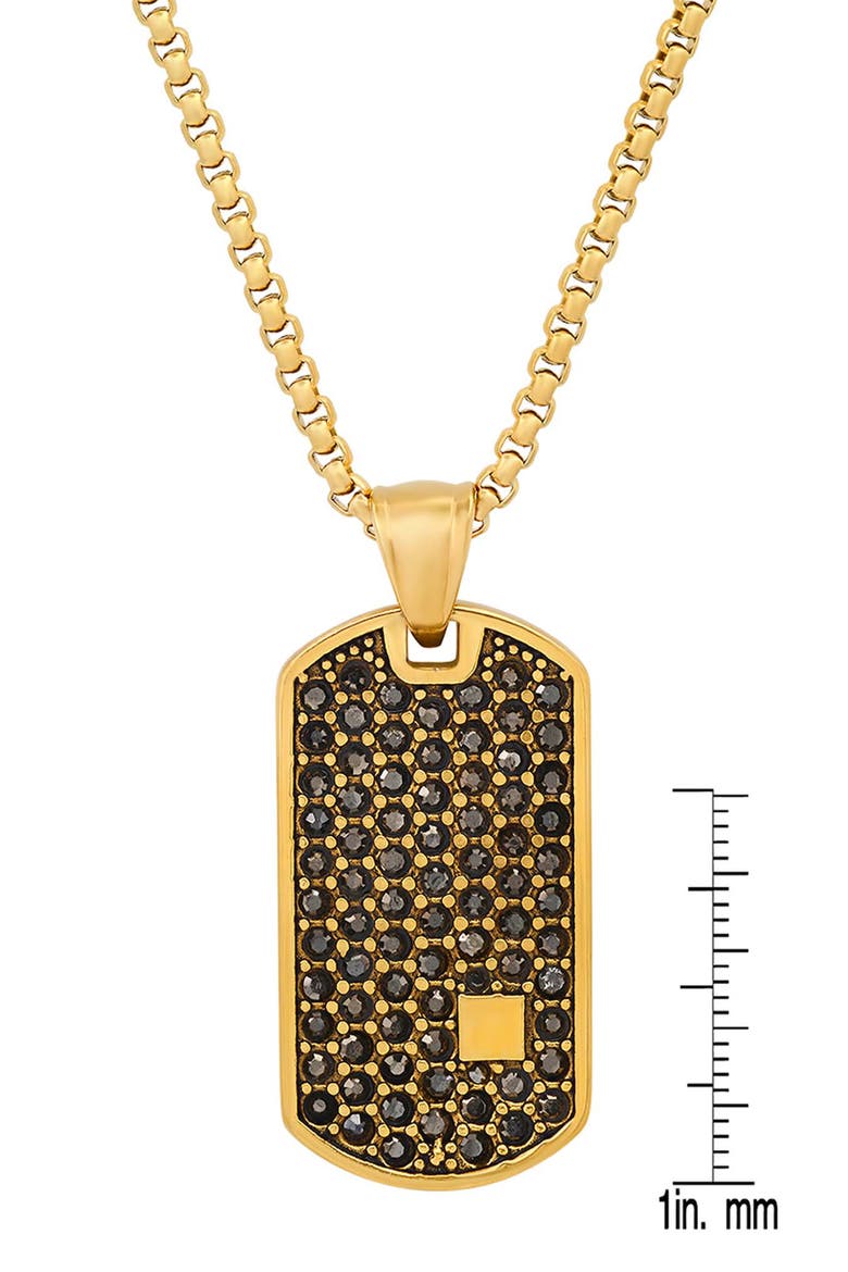 Men's Cubic Zirconia Dog Tag Pendant Necklace, Alternate, color, GOLD
