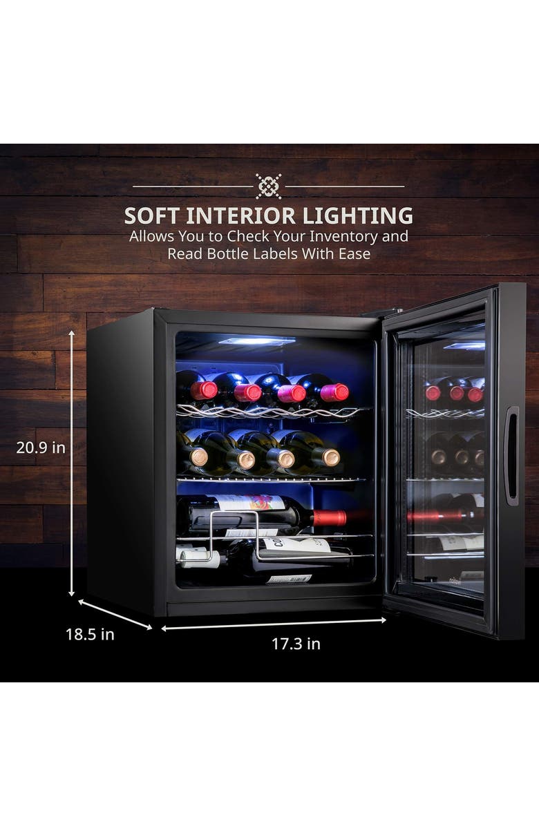 Ivation 12 Bottle Compressor Wine Refrigerator, Cube Wine Cooler with Lock, Alternate, color, Black