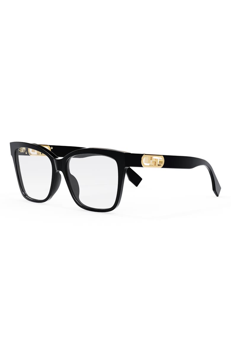 Fendi Maxi Fendi O'Lock 55mm Square Glasses, Alternate, color, Shiny Black