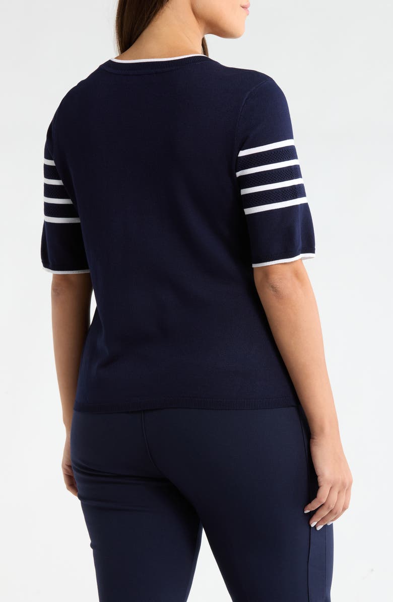 Liverpool Short Sleeve Crewneck Sweater, Alternate, color, Navy/ White Stripe
