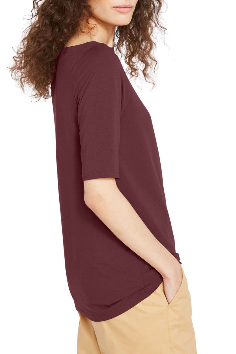 Bella Boatneck Stretch Pima Cotton Top, Alternate, color, BLACK CHERRY RED