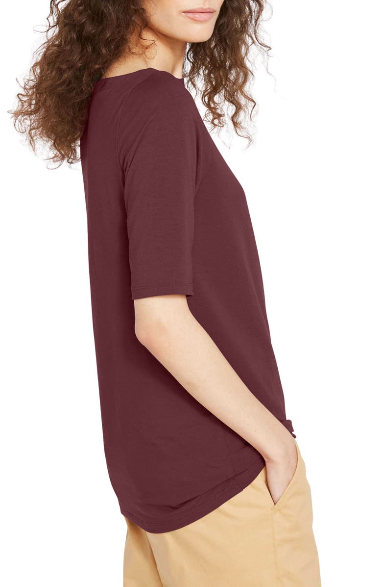 Universal Standard Bella Boatneck Stretch Pima Cotton Top, Alternate, color, Black Cherry Red