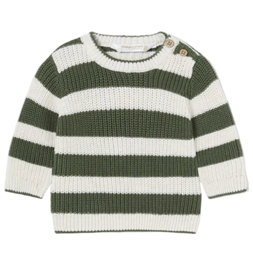 Mayoral Striped Forest Sweater In Green
