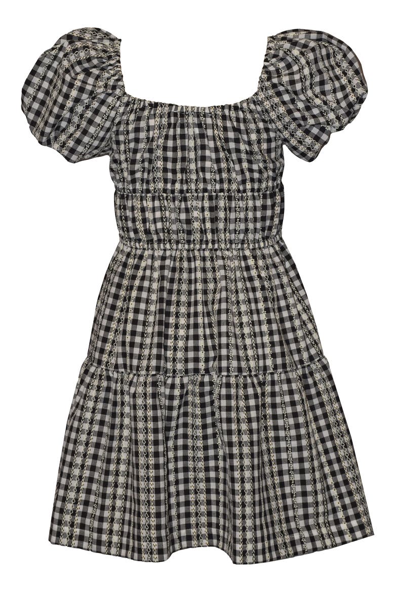 Kids' Gingham Puff Sleeve Dress & Purse Set, Alternate, color, BLACK/ WHITE