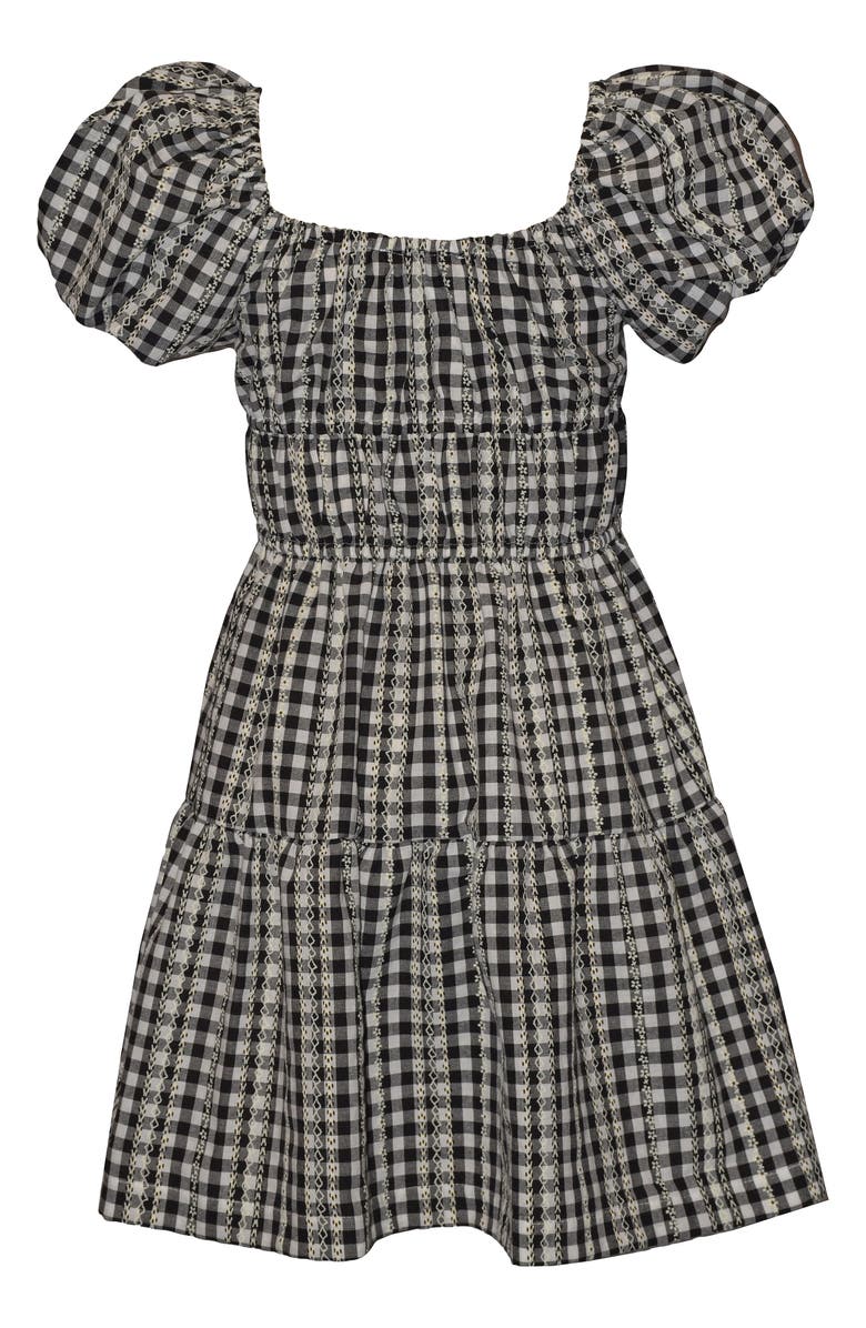 Iris & Ivy Kids' Gingham Puff Sleeve Dress & Purse Set, Alternate, color, Black/ White