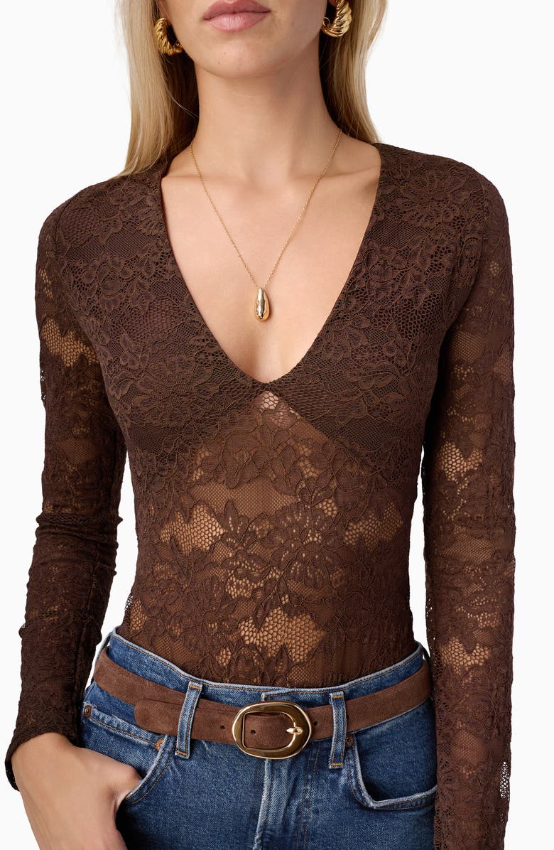 CAMI NYC Nami Lace Bodysuit, Alternate, color, Sable