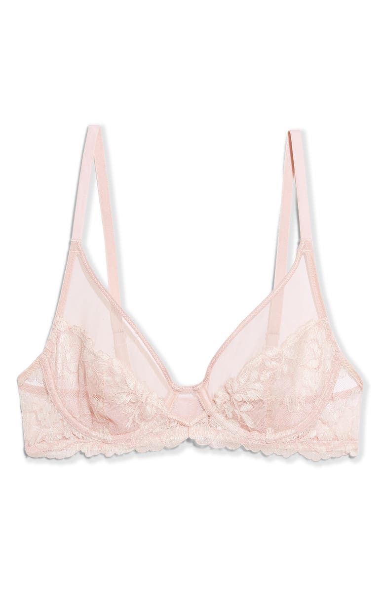 Etam Danseuse Mesh Underwire Bra, Alternate, color, Powder Pink