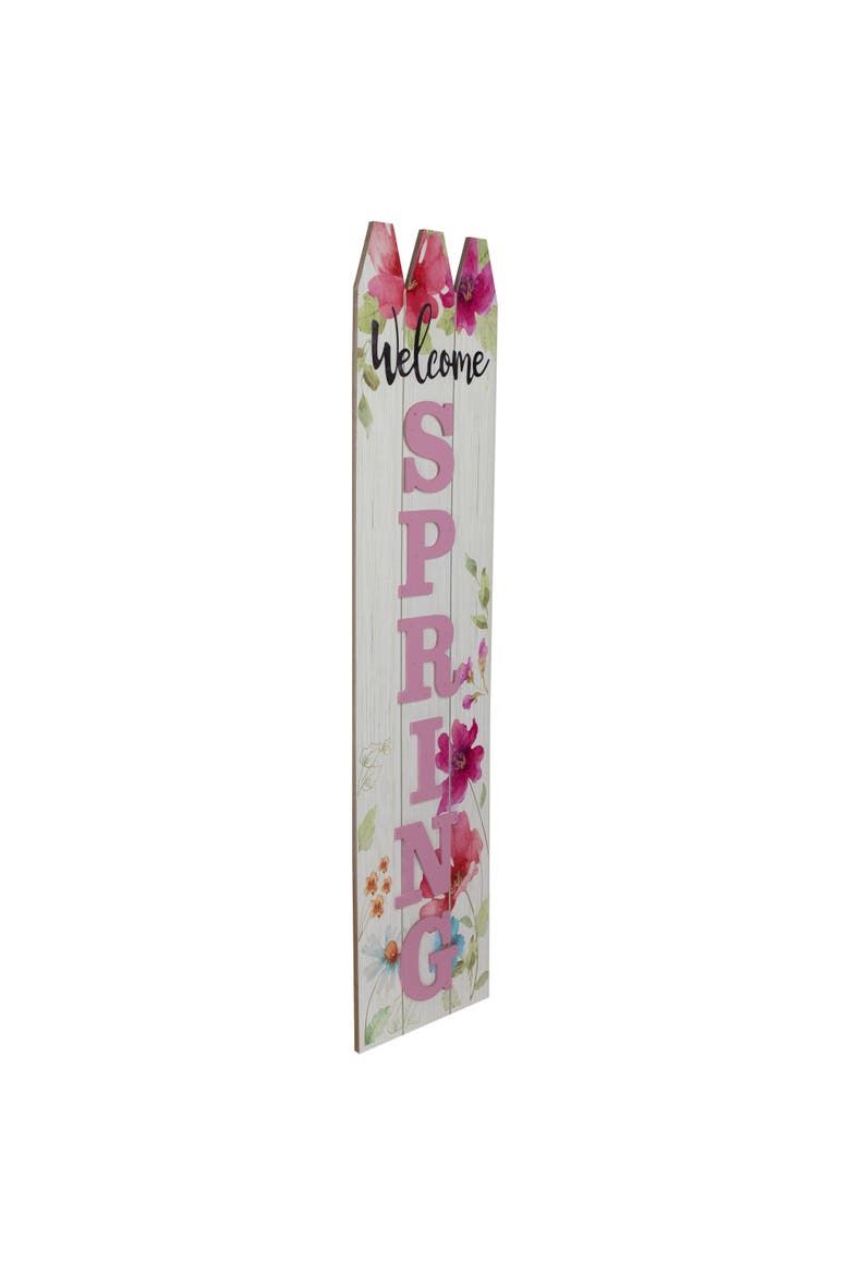 40" Welcome Spring Floral Outdoor Porch Board Sign Decoration, Alternate, color, Pink