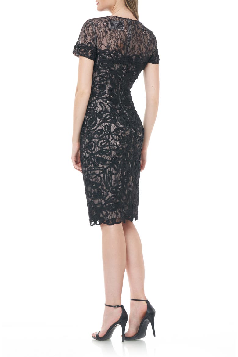 Soutache Lace Cocktail Dress, Alternate, color, BLACK NUDE