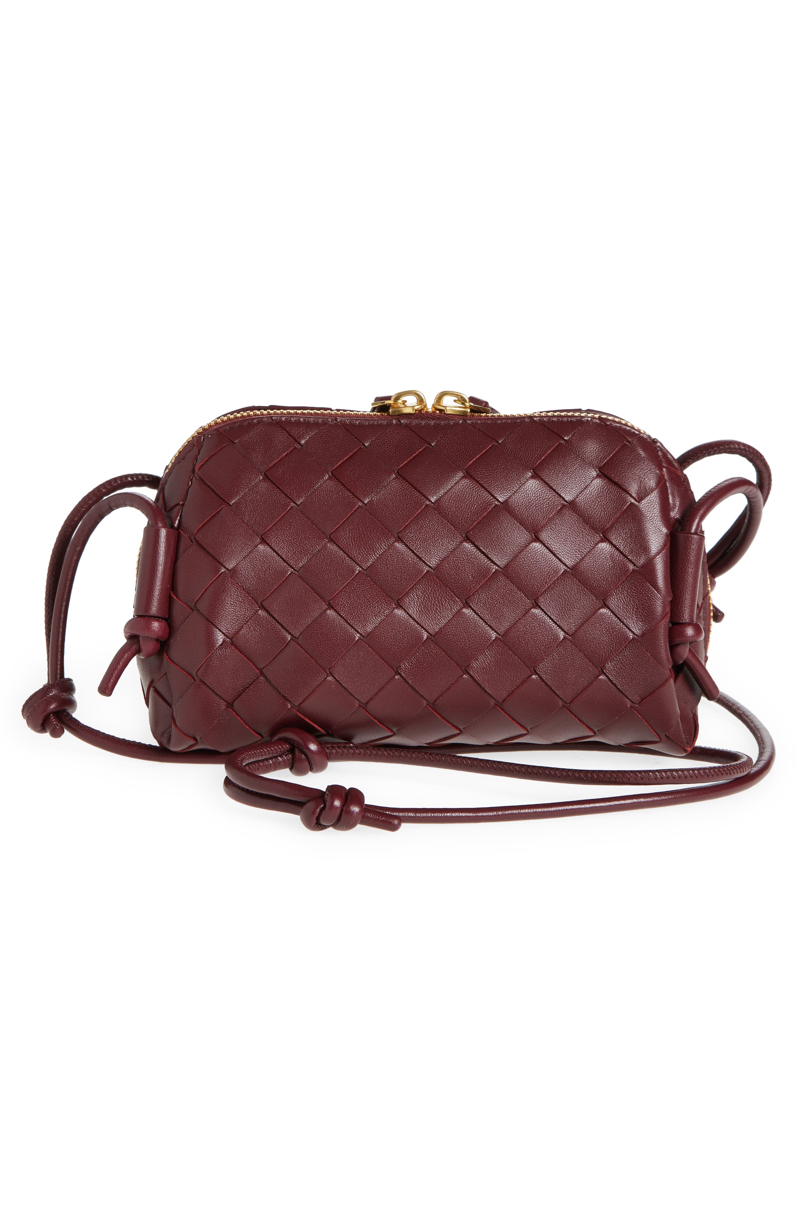 Mini Concert Intrecciato Leather Crossbody Bag, Alternate, color, 2247 BAROLO-GOLD