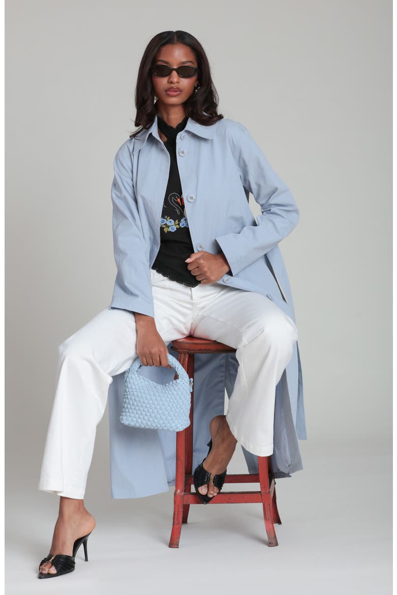Minimalist Cotton & Nylon Trench Coat, Alternate, color, SKY