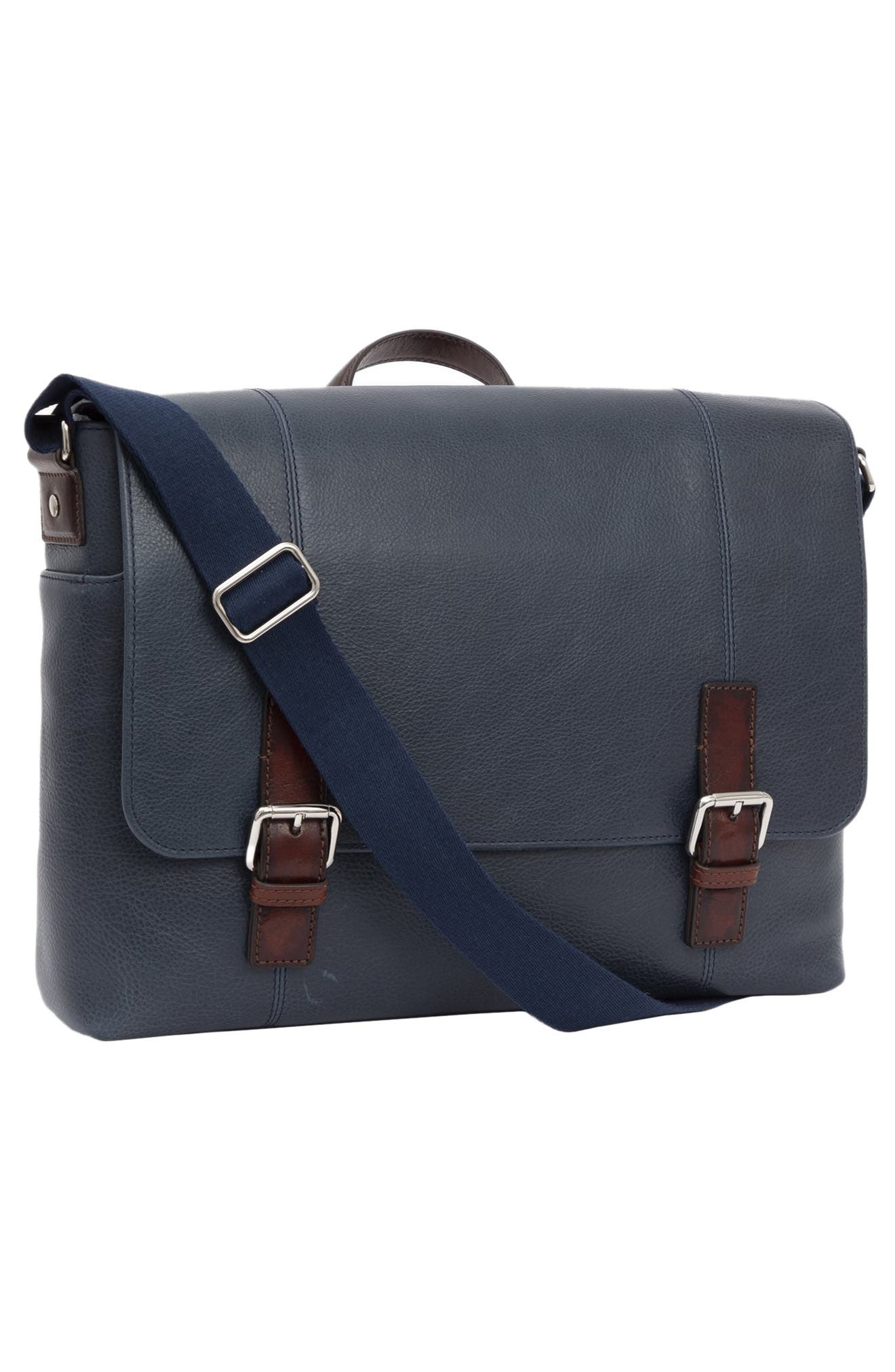 PinoPorte Nino Leather Messenger Bag, Alternate, color, 