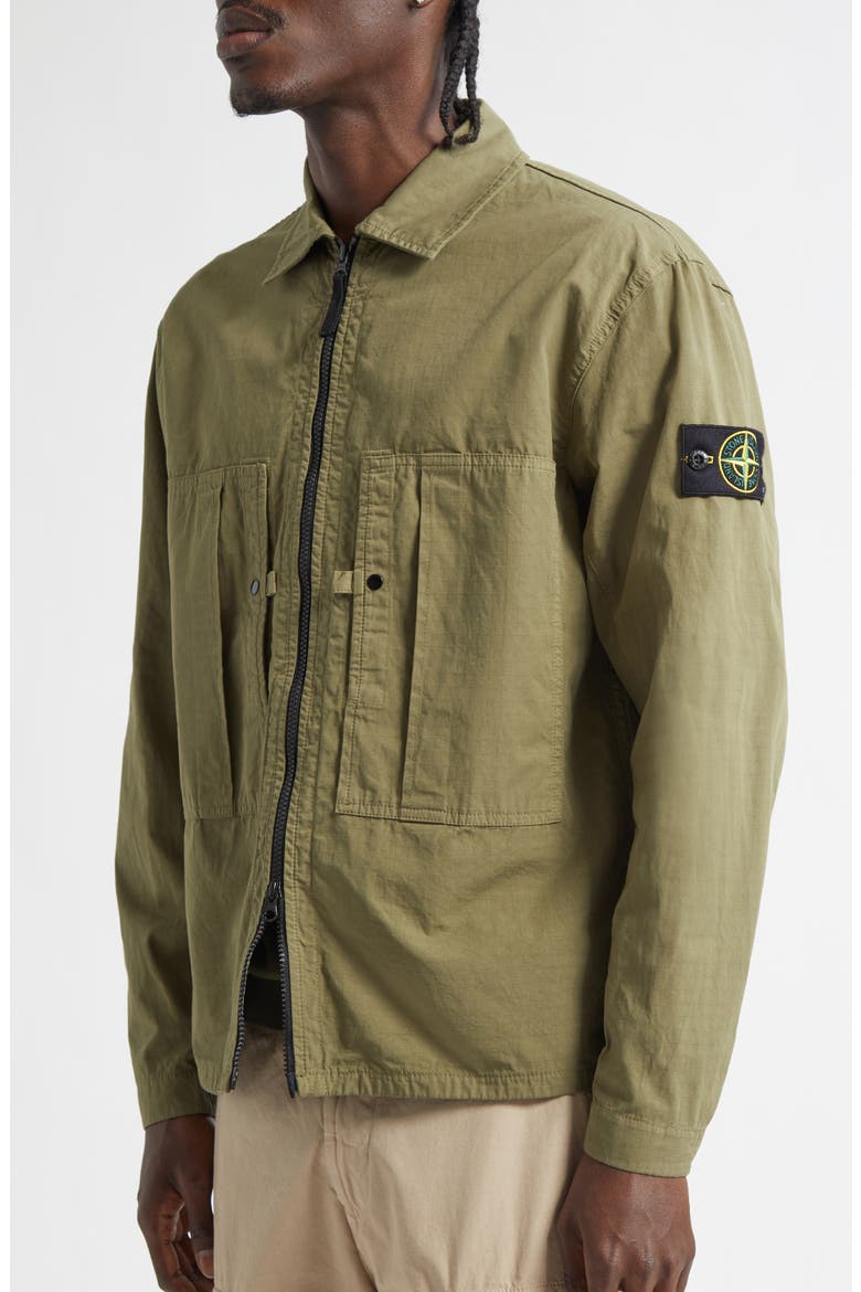 Mercerised Organic Cotton Ripstop Overshirt, Alternate, color, MILITARY GREEN