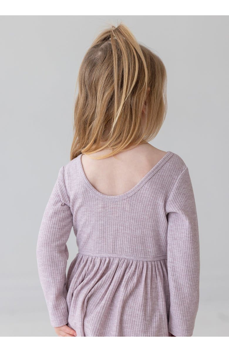 Mabel + Honey Mabel and Honey Heather Toddler Ribbed Long-Sleeve Dress, Light Pink Gathered Skirt., Alternate, color, Pink