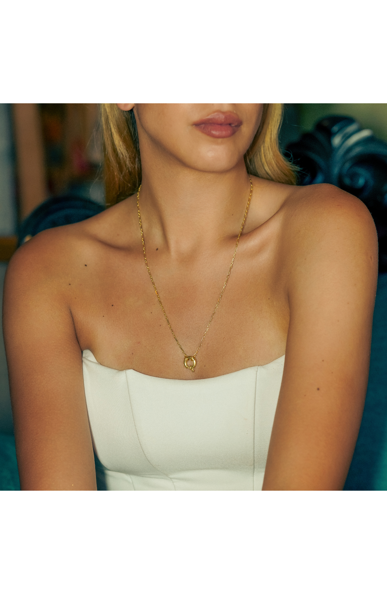 Spero London Large Lock Sterling Silver Chain Necklace, Alternate, color, Gold