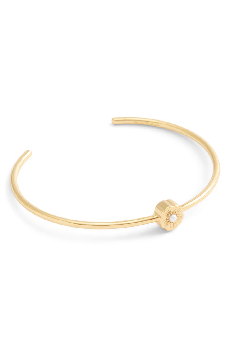 COACH Faux Pearl Tearose Thin Cuff Bracelet, Alternate, color,