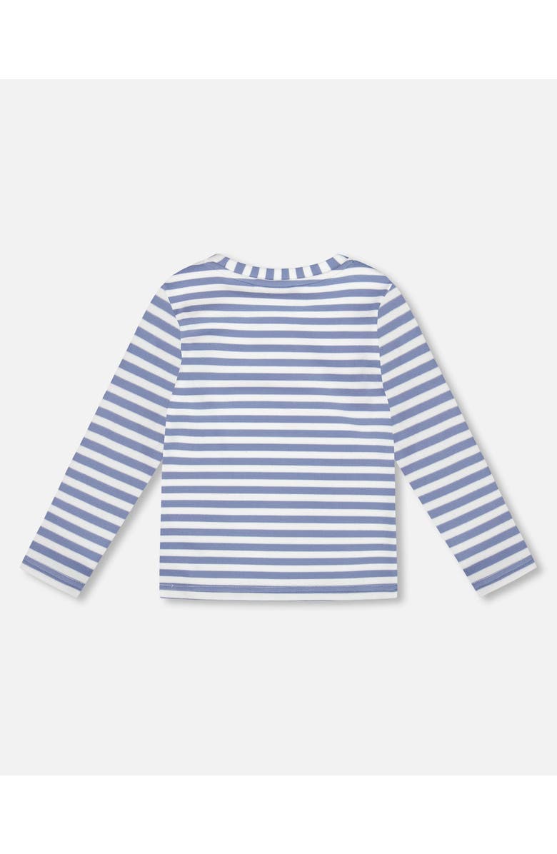 Deux par Deux Super Soft Long Sleeve Striped Jersey T-Shirt, Alternate, color, Blue Stripe