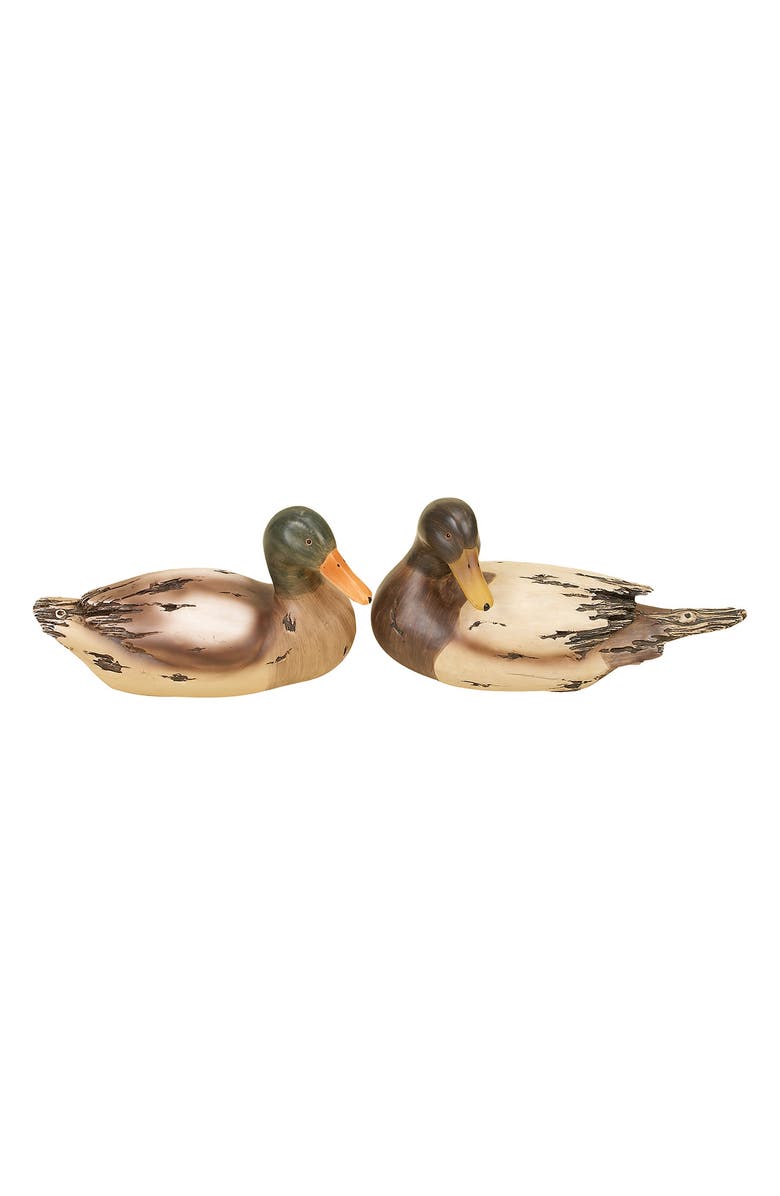SONOMA SAGE HOME Beige Polystone Rustic Duck Sculpture - Set of 2, Main, color,