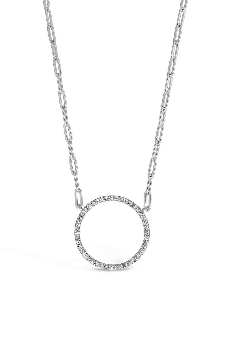 Sterling Forever Open Circle Pendant Necklace, Alternate, color, 