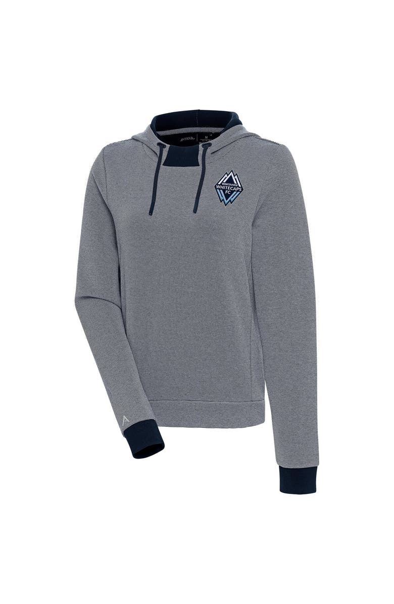 ANTIGUA Women's Antigua  Navy Vancouver Whitecaps FC Axe Bunker Tri-Blend Pullover Hoodie, Main, color, 
