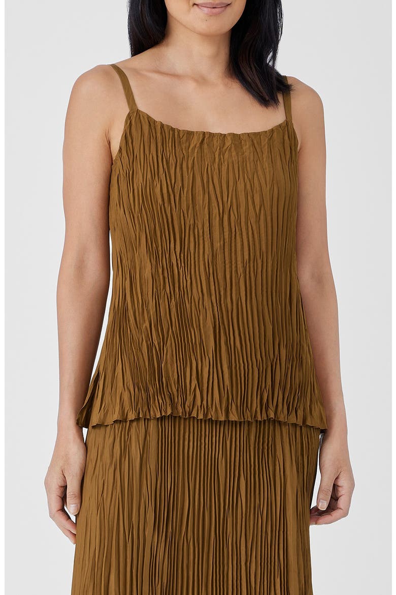 Crinkled Silk Camisole, Main, color, BRONZE