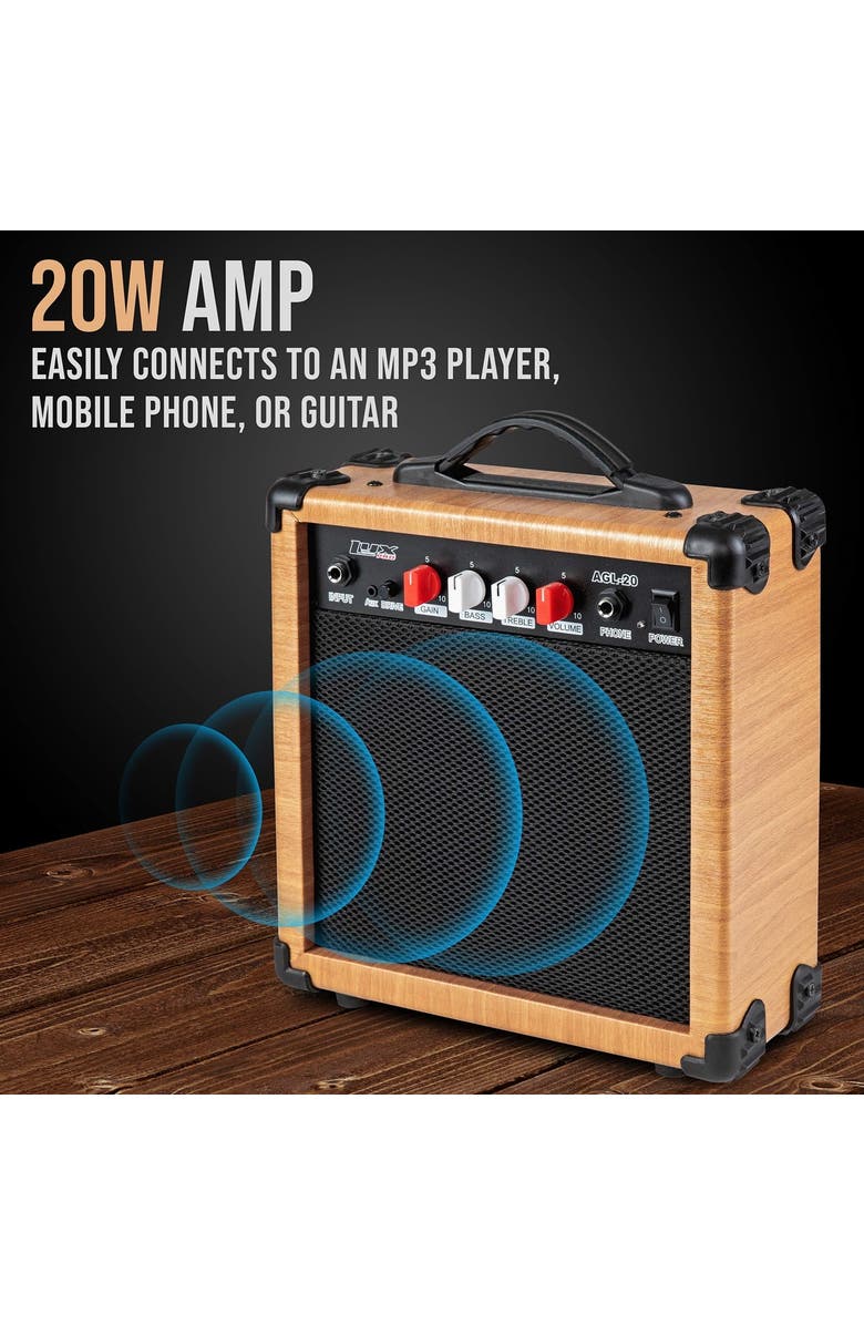 Lyxpro 36 Electric Guitar Kit Bundle w/ 20W Amp, Tuner, Strings, Picks, Strap & Case, Alternate, color, Natural