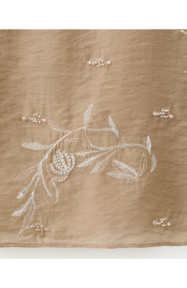MANGO Embroidered Minidress, Alternate, color, Beige