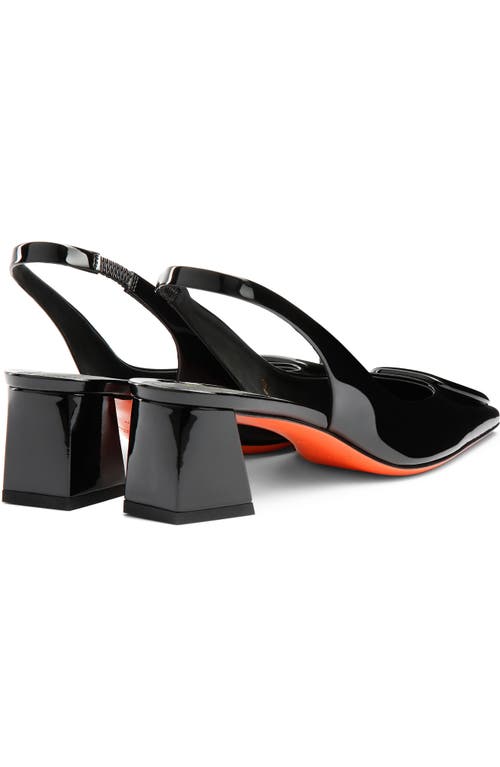 Santoni Lemon Patent Sling Back In Black