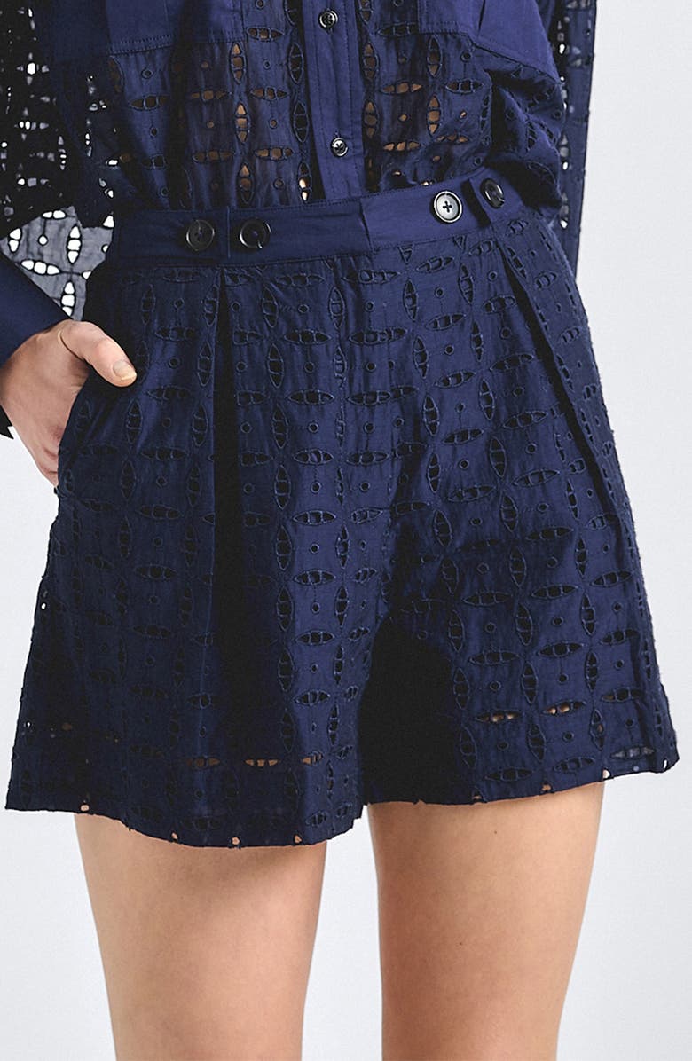 Derek Lam 10 Crosby Boswell Eyelet Lace Shorts, Main, color, Navy