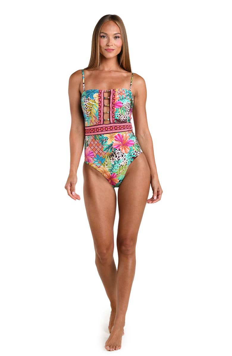 Sunshine 79 Paradise Heat Jewel Cutout One-Piece Swimsuit, Alternate, color, Blue Multi