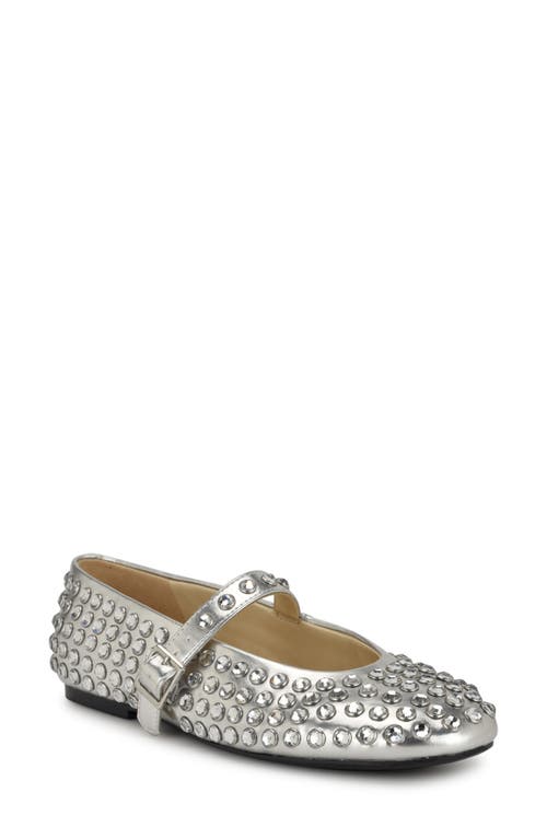 Nine West Emmil Mary Jane Flat in Silver 