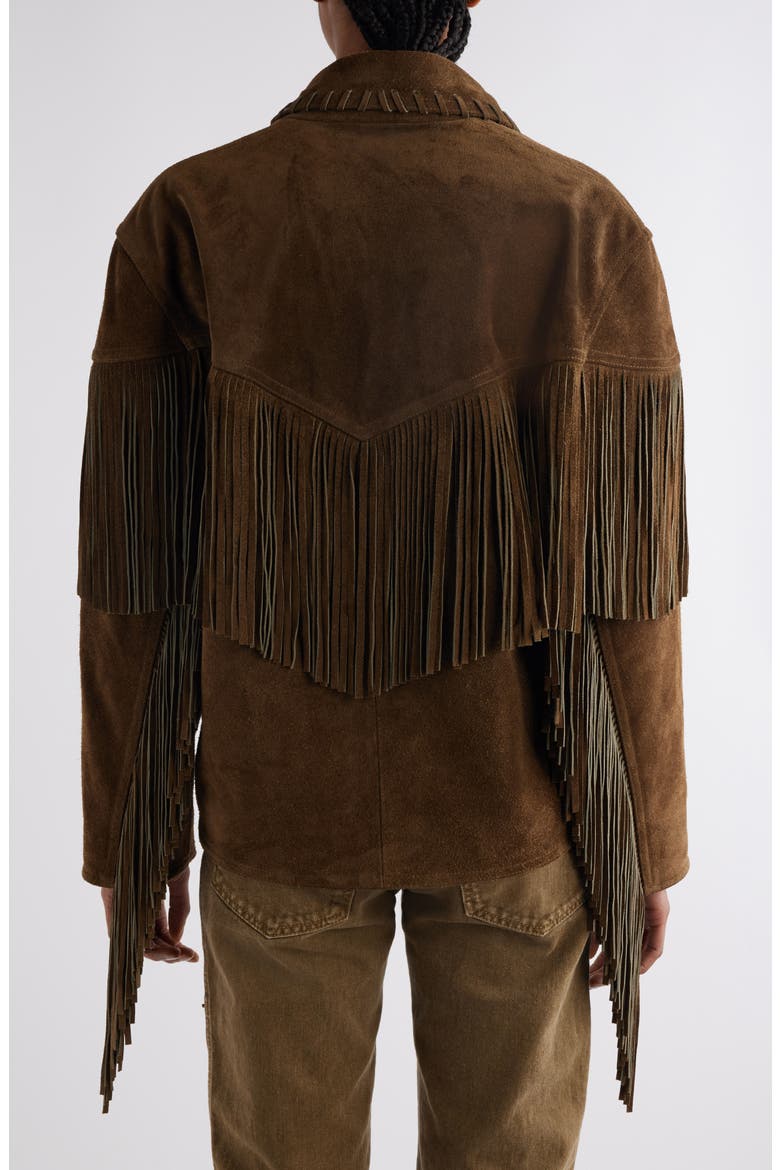 Fabie Fringed Suede Jacket, Alternate, color, BRONZE