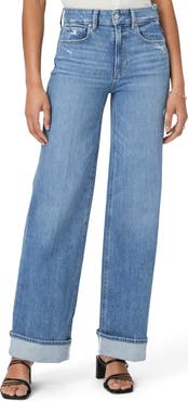 PAIGE Sasha Distressed Wide Leg Jeans